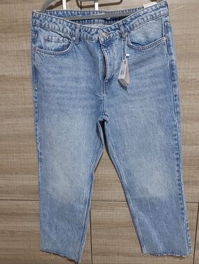 Mango Light Blue Washed Straight-Leg Jeans